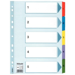 Przekładki ESSELTE MYLAR kartonowe 1-5 A4 numeryczne /100160/