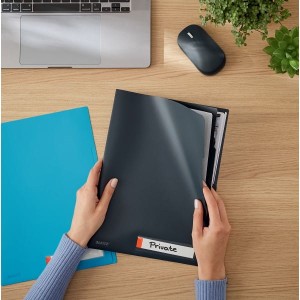 Obwoluta A4 "L" LEITZ COSY z kieszonką na etykietę i 3 przegródkami szara aksamitna 3szt. /47160089/