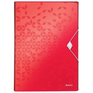 Teczka harmonijkowa A4 6 przegródek z gumką LEITZ WOW czerwona /45890026/